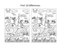 Ants the sailors find the differences picture puzzle and coloring page